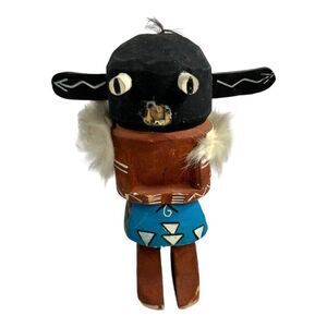 Hand-Carved Route 66 Je Ogy Ogre Kachina Doll VTG Fur & Hand-Painted READ